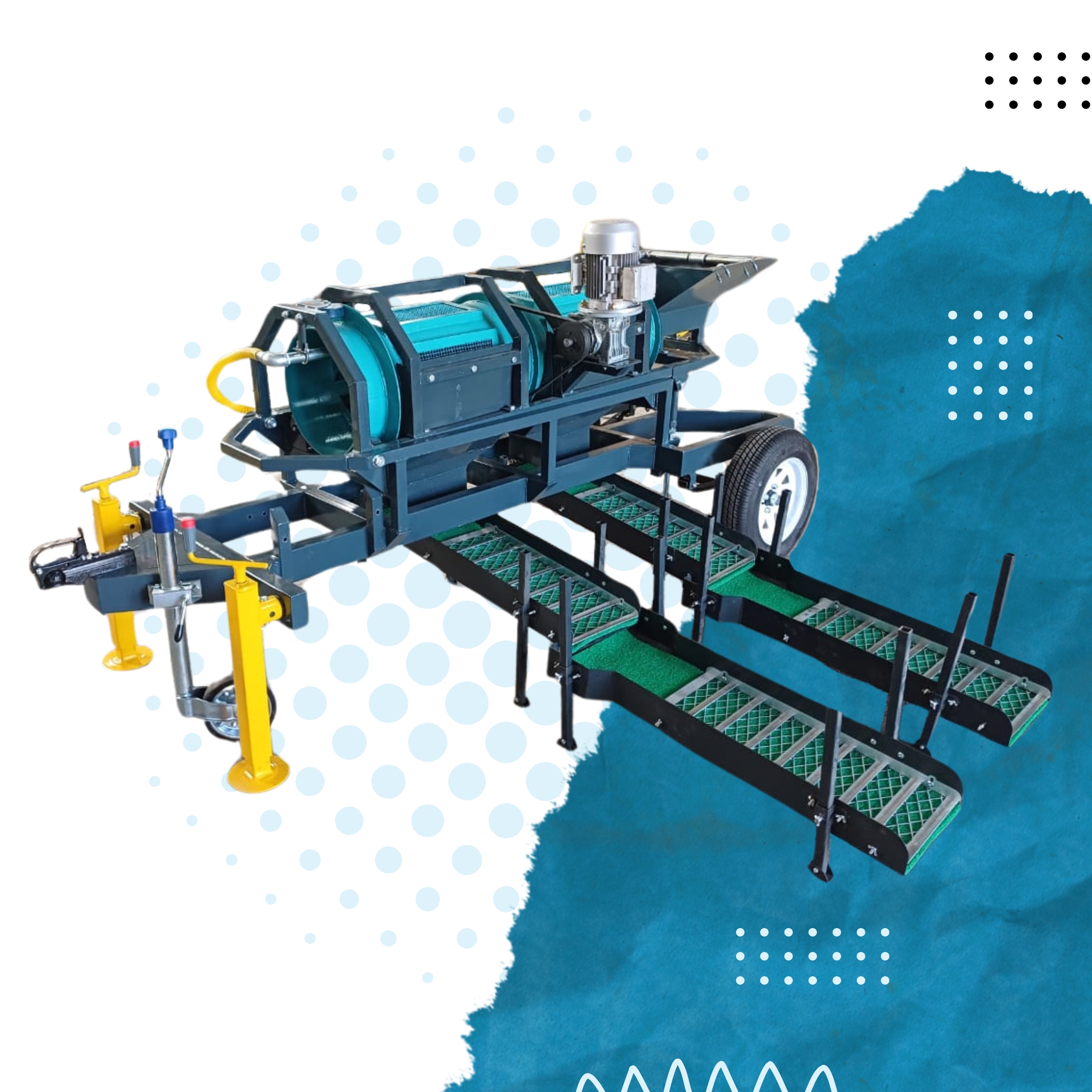 Mobile small scale gold mining trommel washplant built on single axis trailer