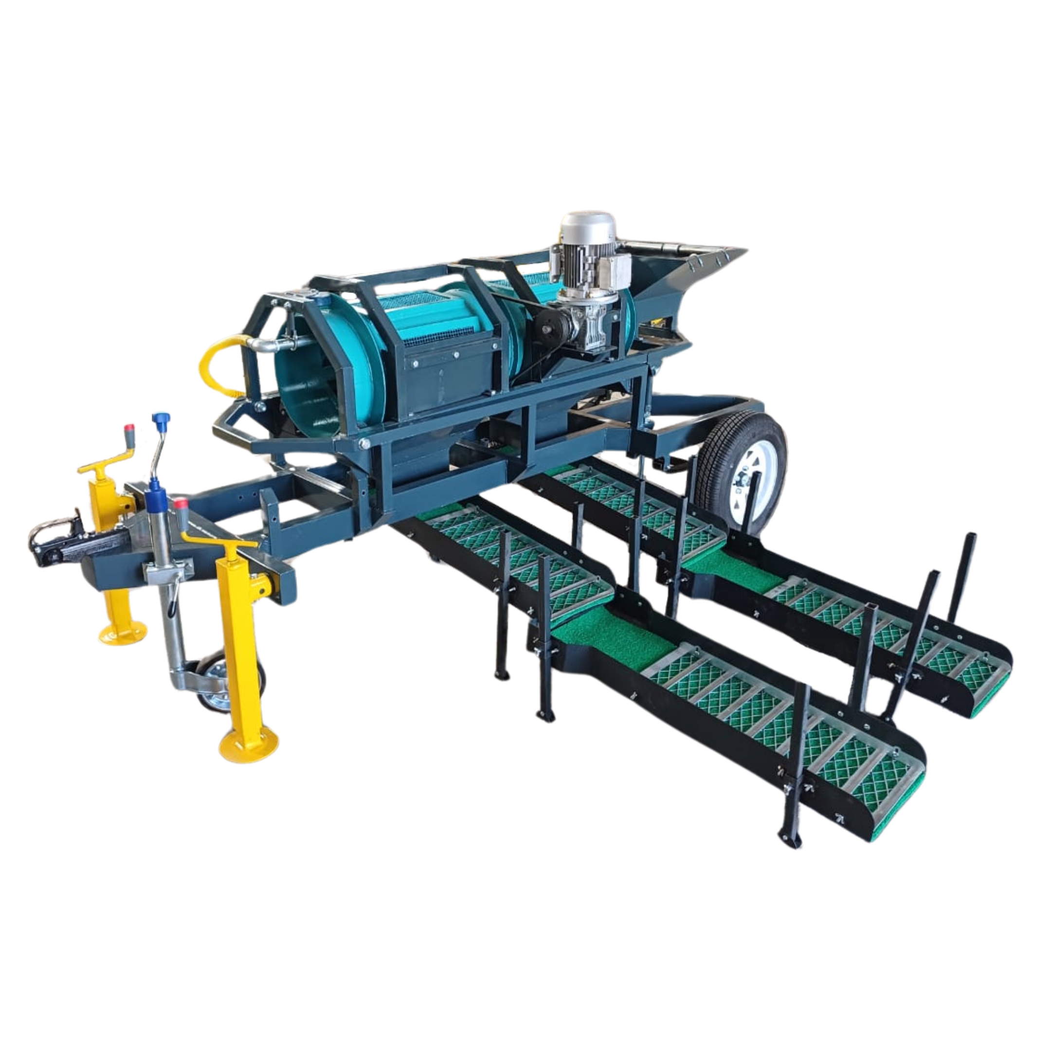 Mobile small scale gold mining trommel washplant built on single axis trailer